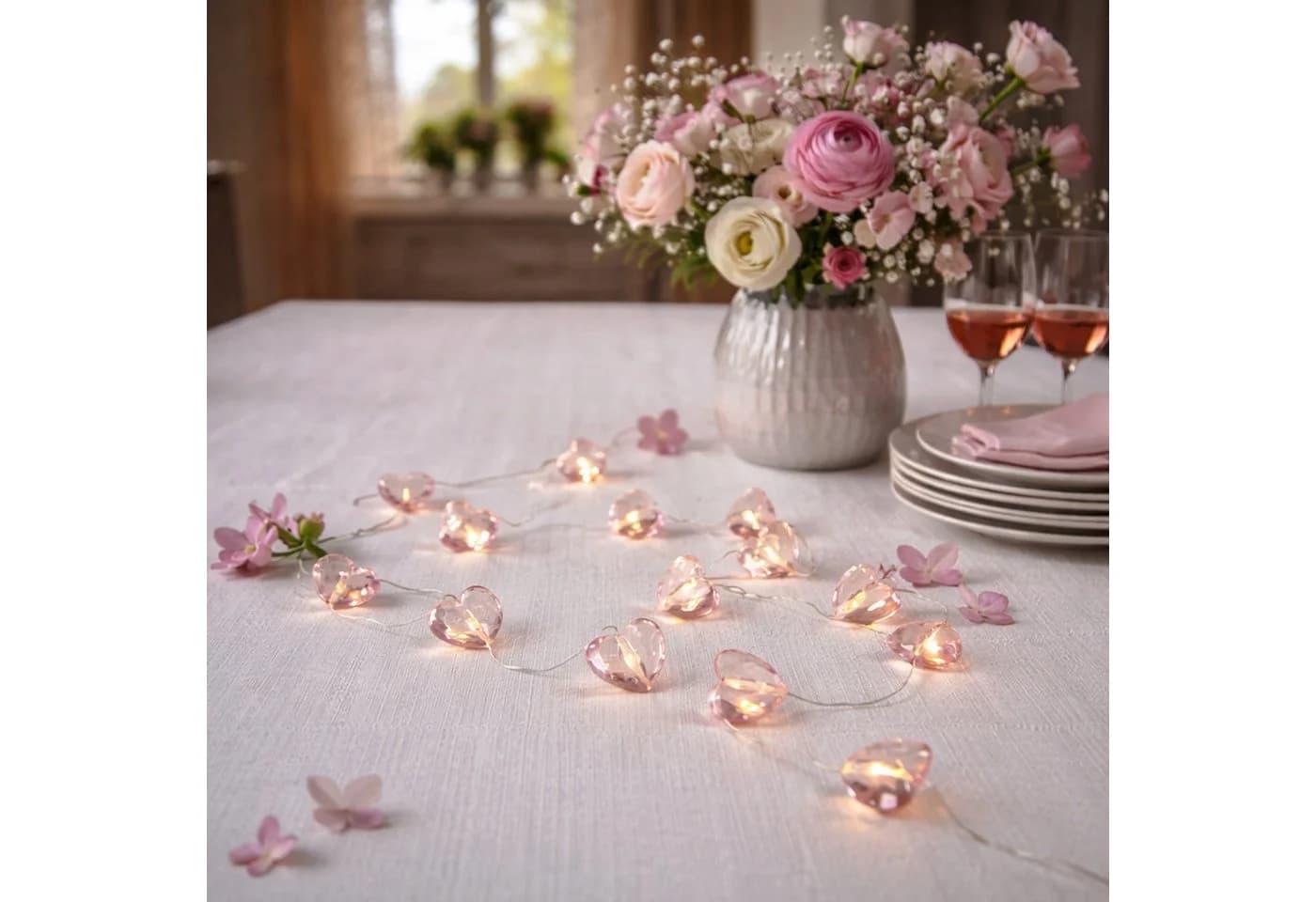 MARELIDA LED-Lichterkette Herzen 10 rosa Herzen 1,65m 12-flammig - Bild 2