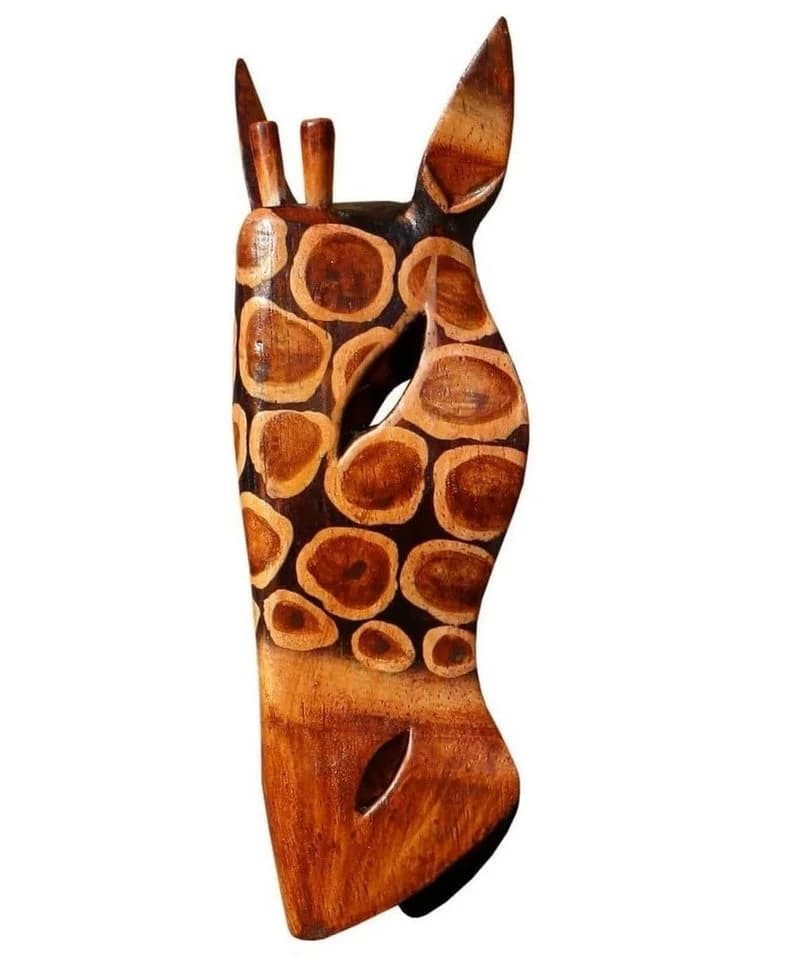 Wogeka Wanddekoobjekt Wand-Maske Giraffe 20 cm Afrika Wanddeko