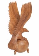 Wogeka Tierfigur Adler auf Kugel Holz-Figur Vogel Greifvogel Dekoration Bild 2