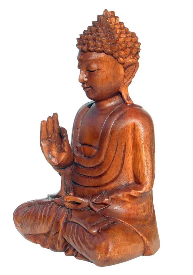 Wogeka Buddhafigur Meditation Holz-Figur Feng Shui