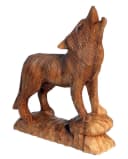 Wogeka Tierfigur heulender Wolf aus Holz Bild 1