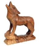 Wogeka Tierfigur heulender Wolf aus Holz Bild 2