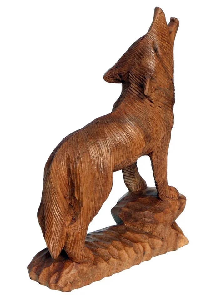 Wogeka Tierfigur heulender Wolf aus Holz - Bild 4