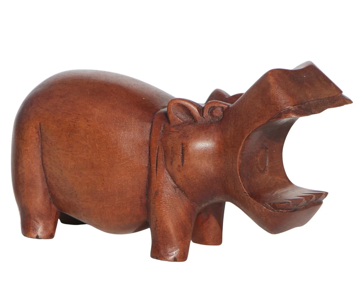 Wogeka Nilpferd Statue aus Holz Safari Dekoration
