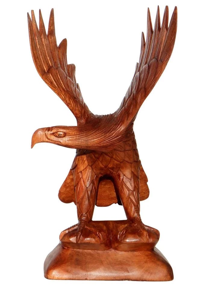 Wogeka Tierfigur Adler auf Holzsockel Handarbeit - Bild 2