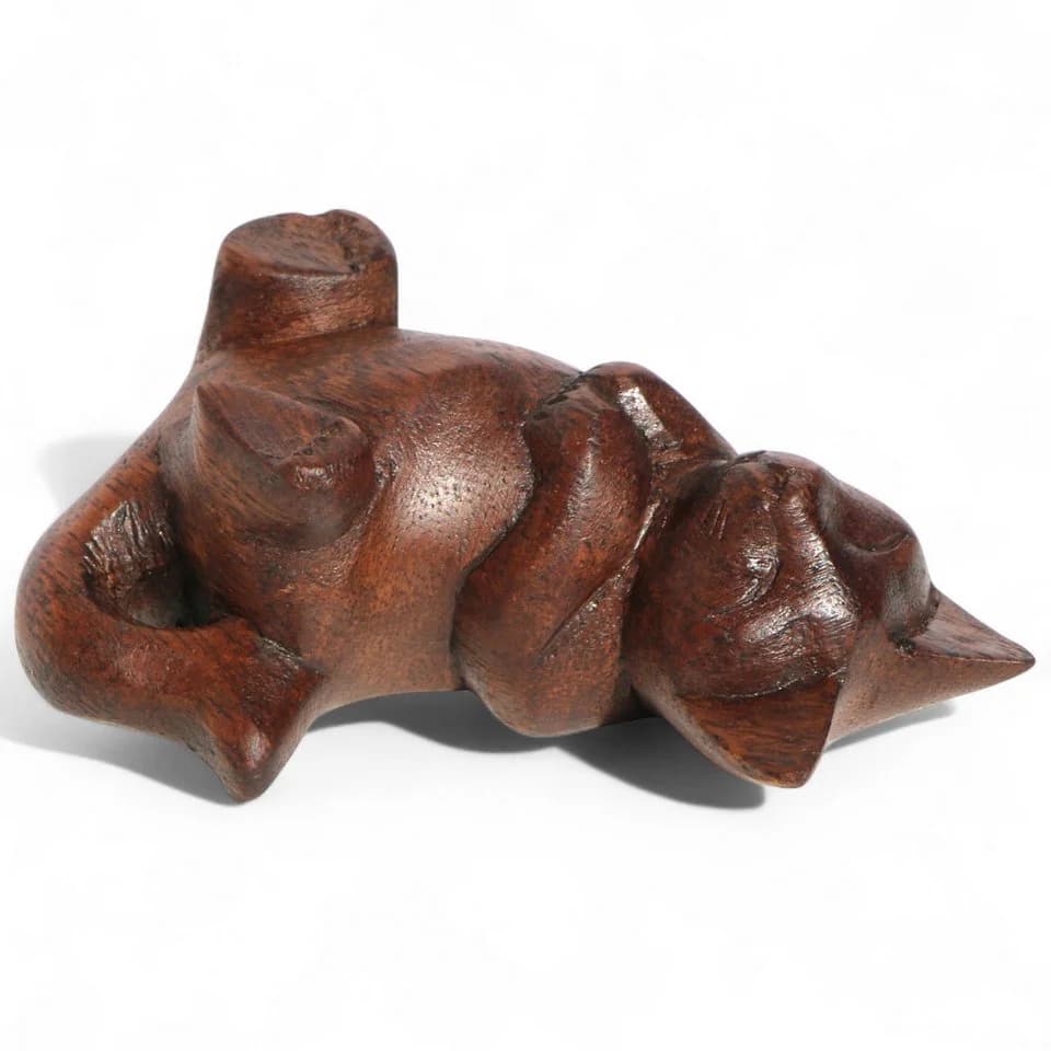 Wogeka Tierfigur kleine Katze Holz Figur Dekoration