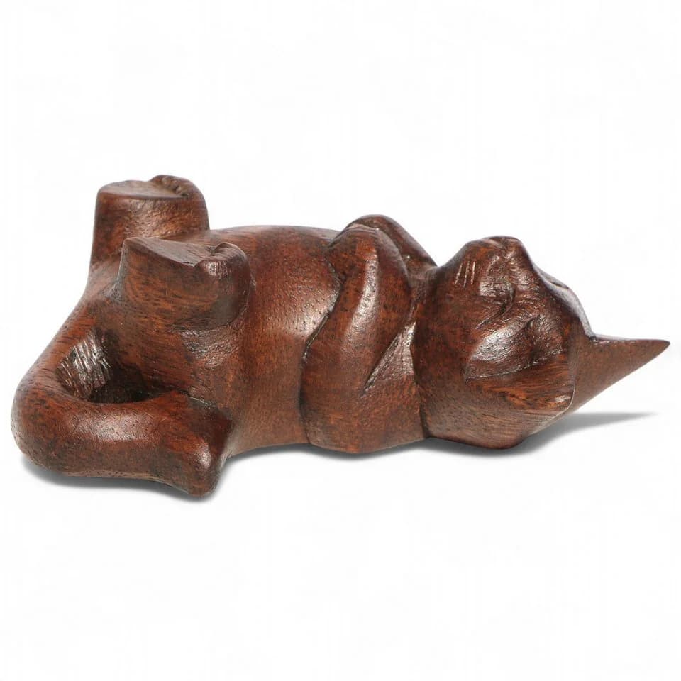 Wogeka Tierfigur kleine Katze Holz Figur Dekoration - Bild 4