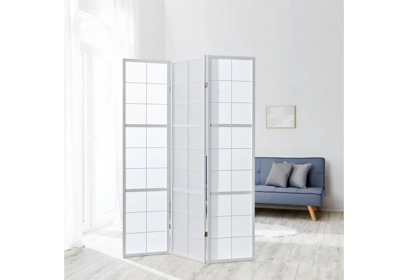 Homestyle4u Paravent Raumteiler Holz Trennwand Weiß Indoor Hochzeit Sichtschutz 3-teilig - Bild 2