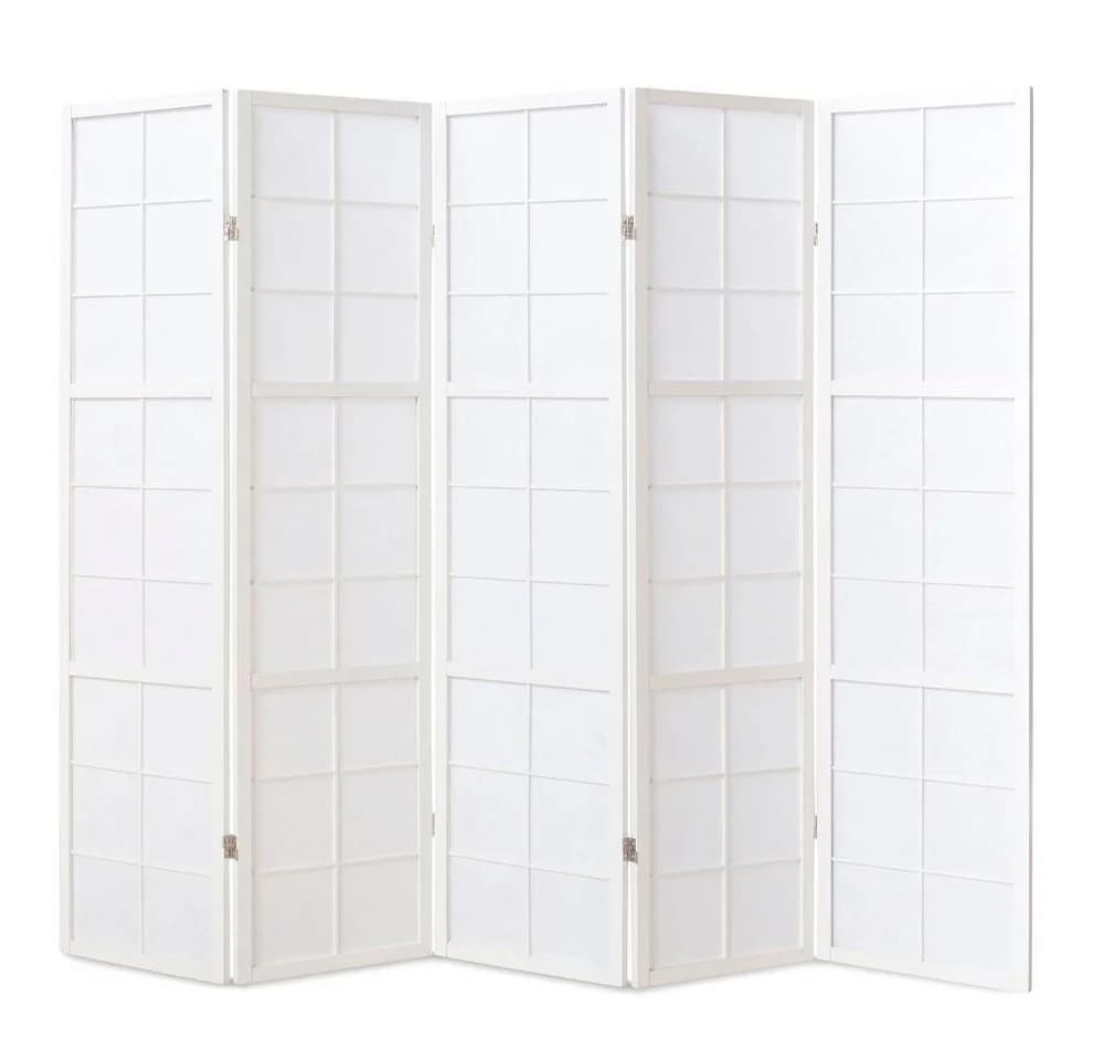 Homestyle4u Paravent Raumteiler Holz Trennwand Weiß Indoor Hochzeit Sichtschutz 5-teilig faltbar - Bild 2