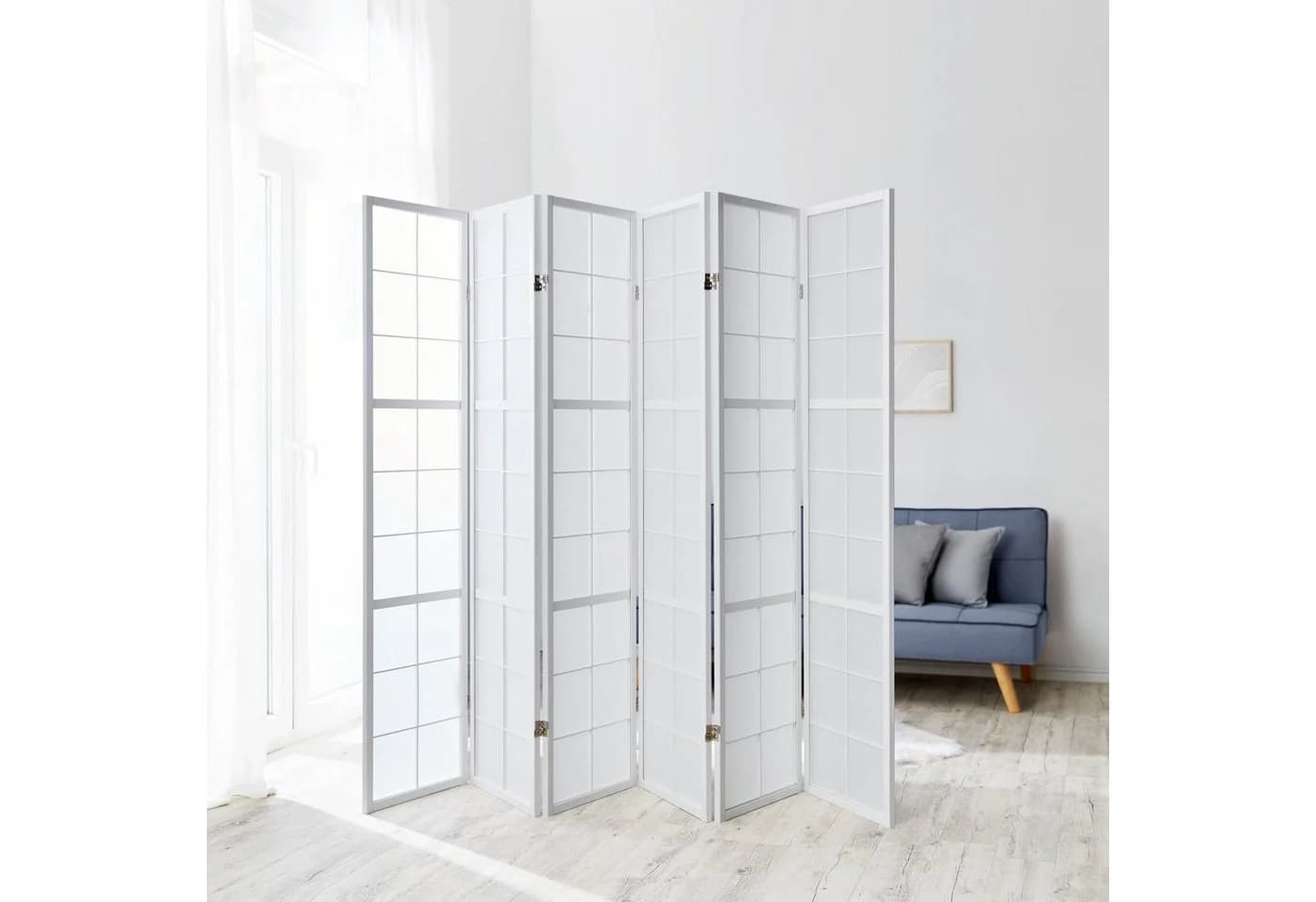 Homestyle4u Paravent Raumteiler Holz Trennwand Weiß Indoor Hochzeit Sichtschutz 6-teilig Faltbar