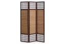 Homestyle4u Paravent Raumteiler Braun Holz mit Bambus und Reispapier Bild 1