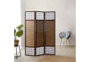 Homestyle4u Paravent Raumteiler Braun Holz mit Bambus und Reispapier Bild 2