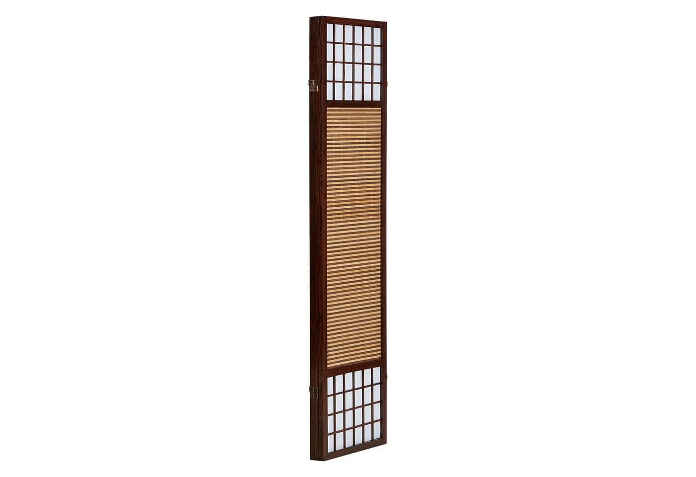 Homestyle4u Paravent Raumteiler Braun Holz mit Bambus und Reispapier - Bild 4