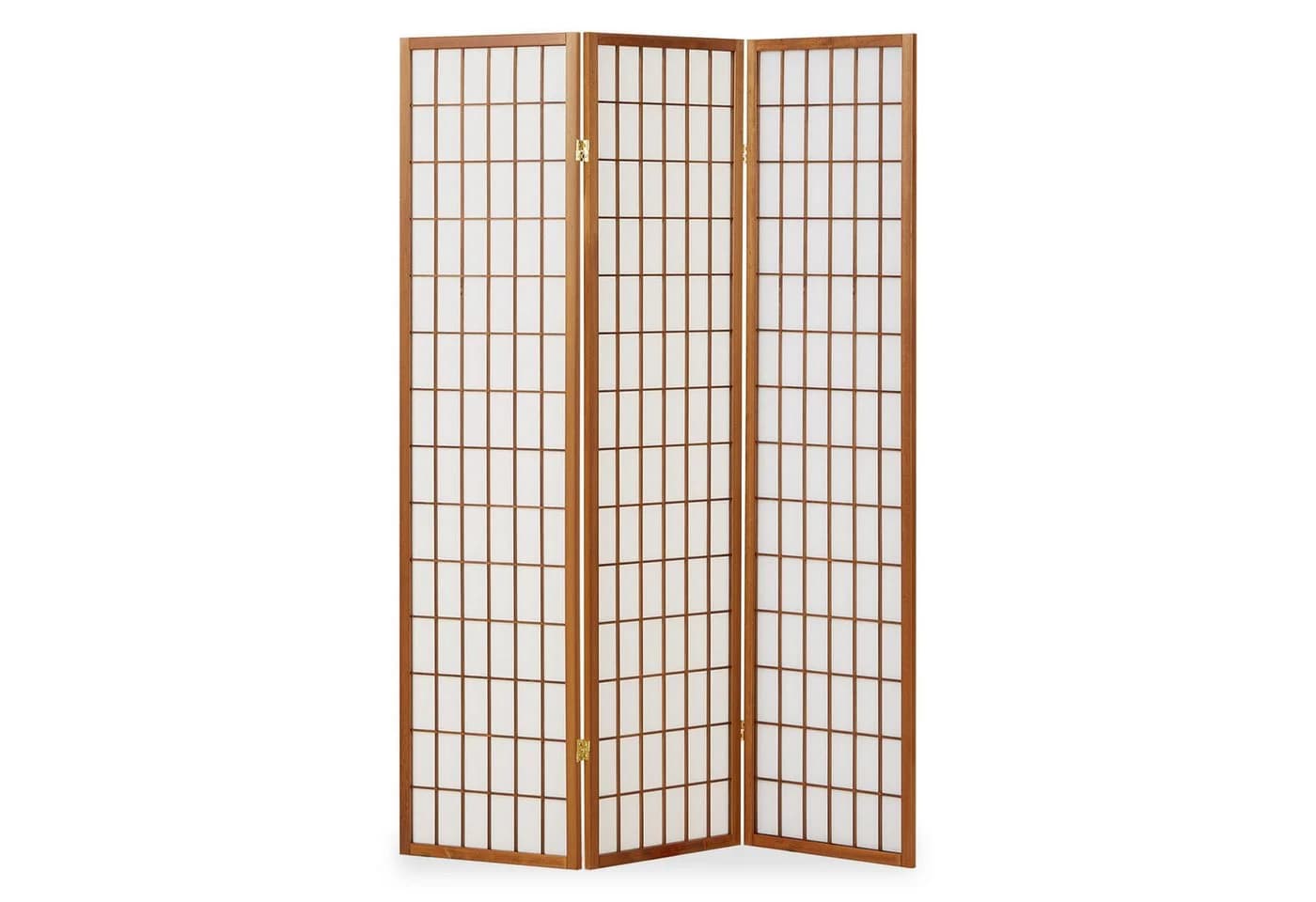 Homestyle4u Paravent Raumteiler 3-teilig Braun Weiß Shoji Holz