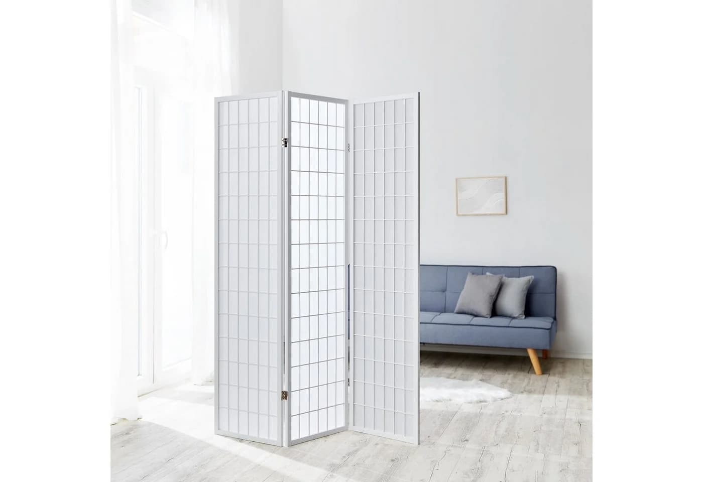 Homestyle4u Paravent Holz Raumteiler Trennwand Shoji Weiß