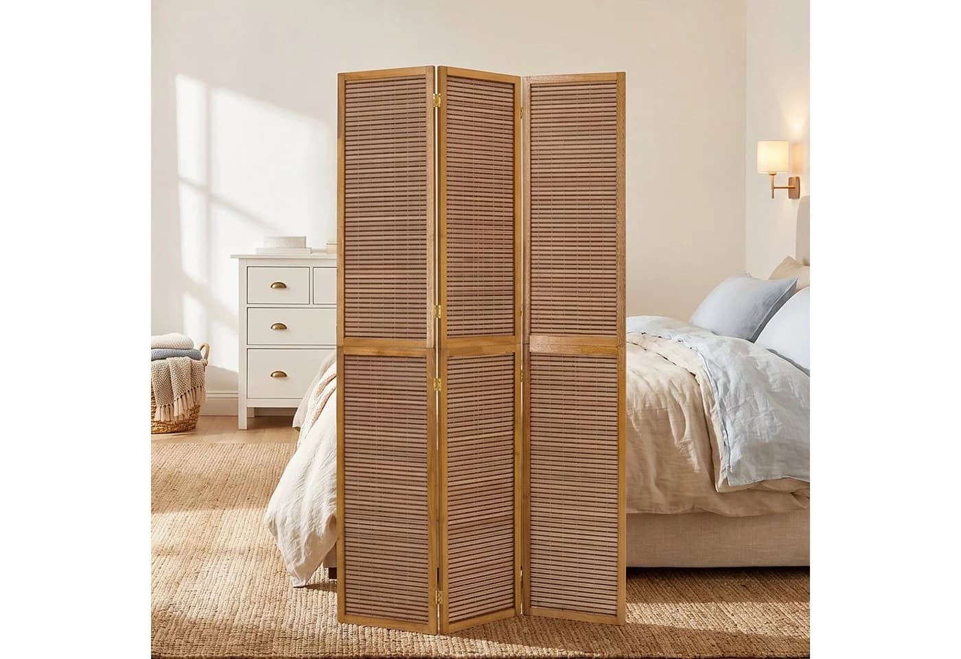 Homestyle4u Paravent 3-fach Raumteiler Holz Braun - Bild 2