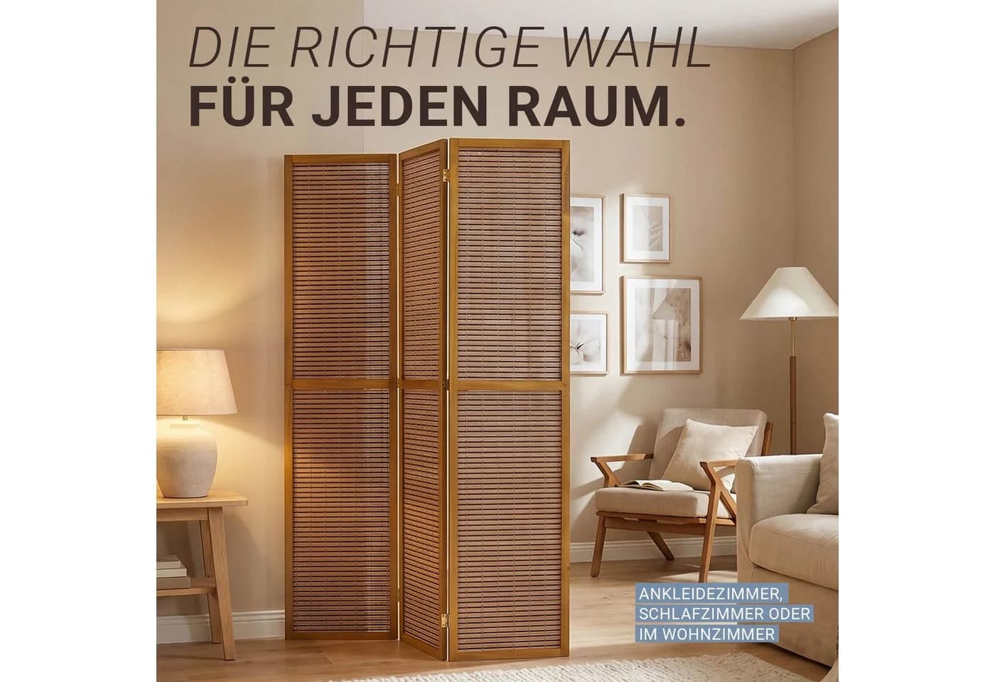 Homestyle4u Paravent 3-fach Raumteiler Holz Braun - Bild 3