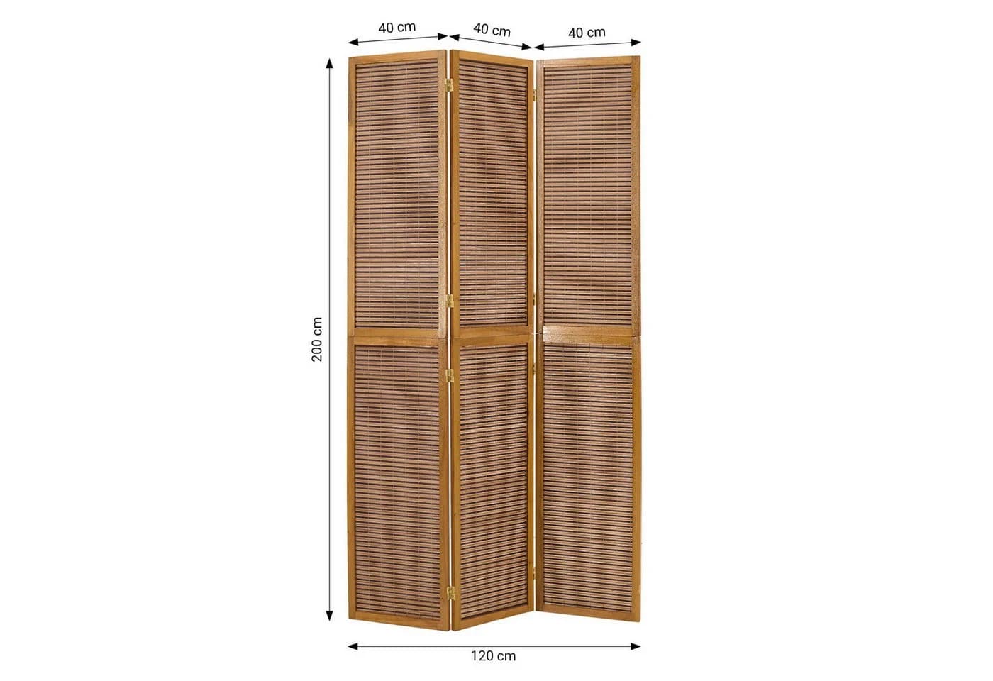 Homestyle4u Paravent Raumteiler 2m Höhe Bambus Holz 3-teilig Faltbar