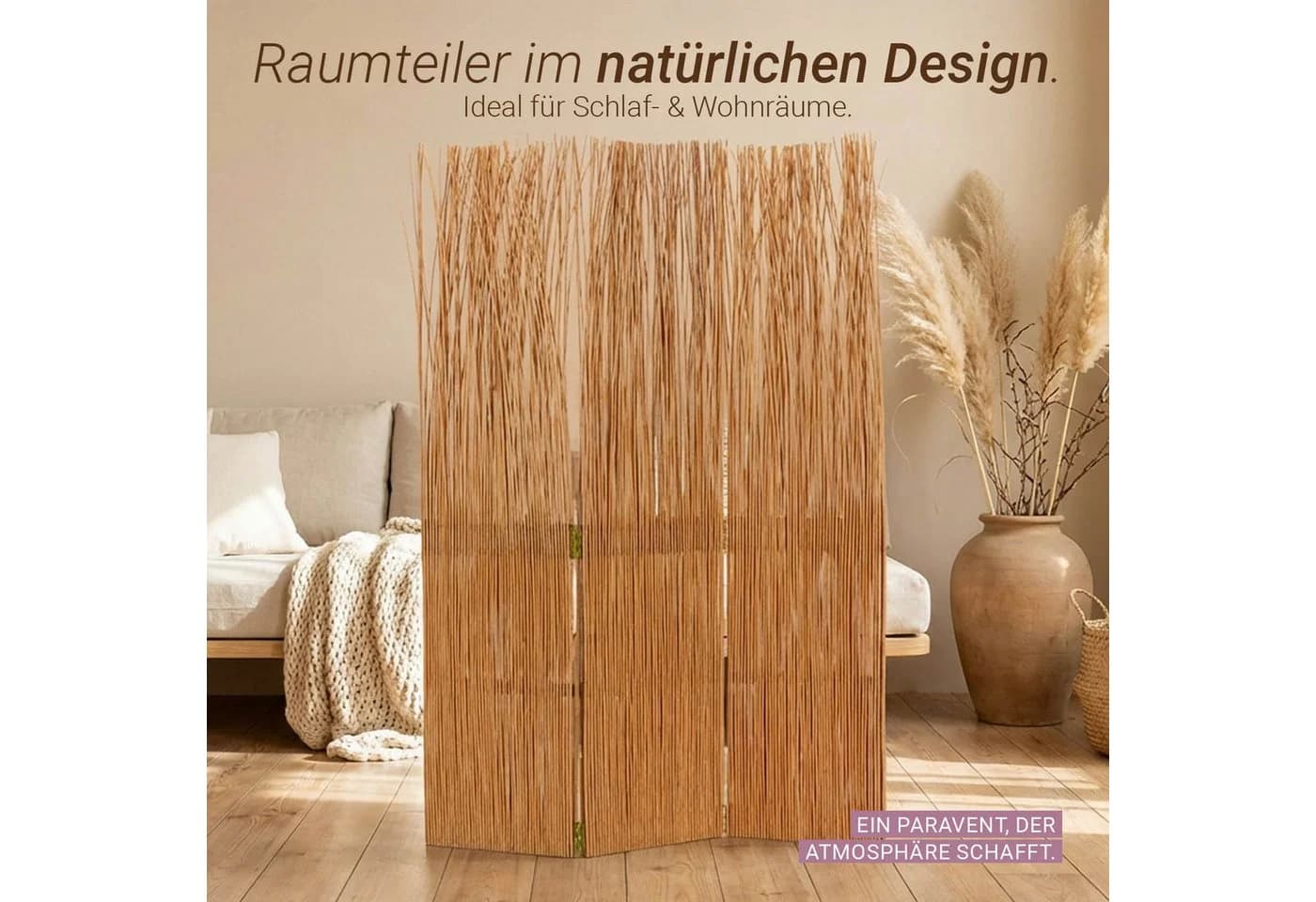 Homestyle4u Paravent Raumteiler Weide Natur - Bild 5