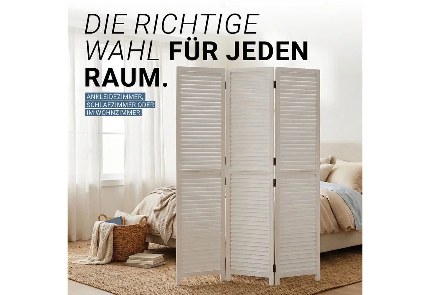 Homestyle4u Paravent Raumteiler Holz Weiß 3-teilig Faltbar - Bild 3