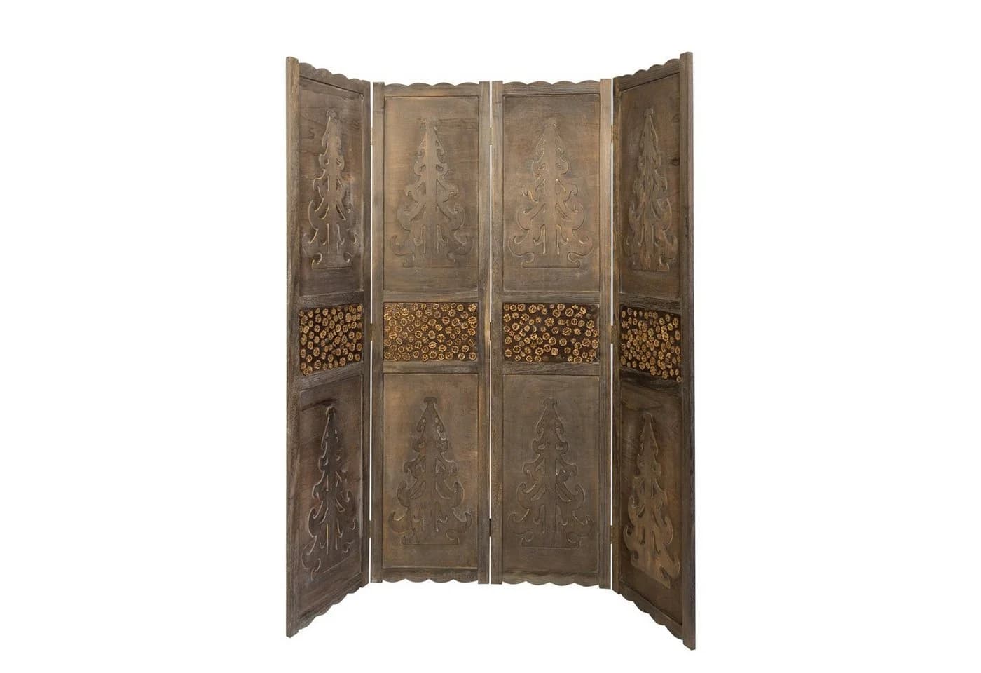 Homestyle4u Paravent Raumteiler Holz Braun 4-teilig faltbar