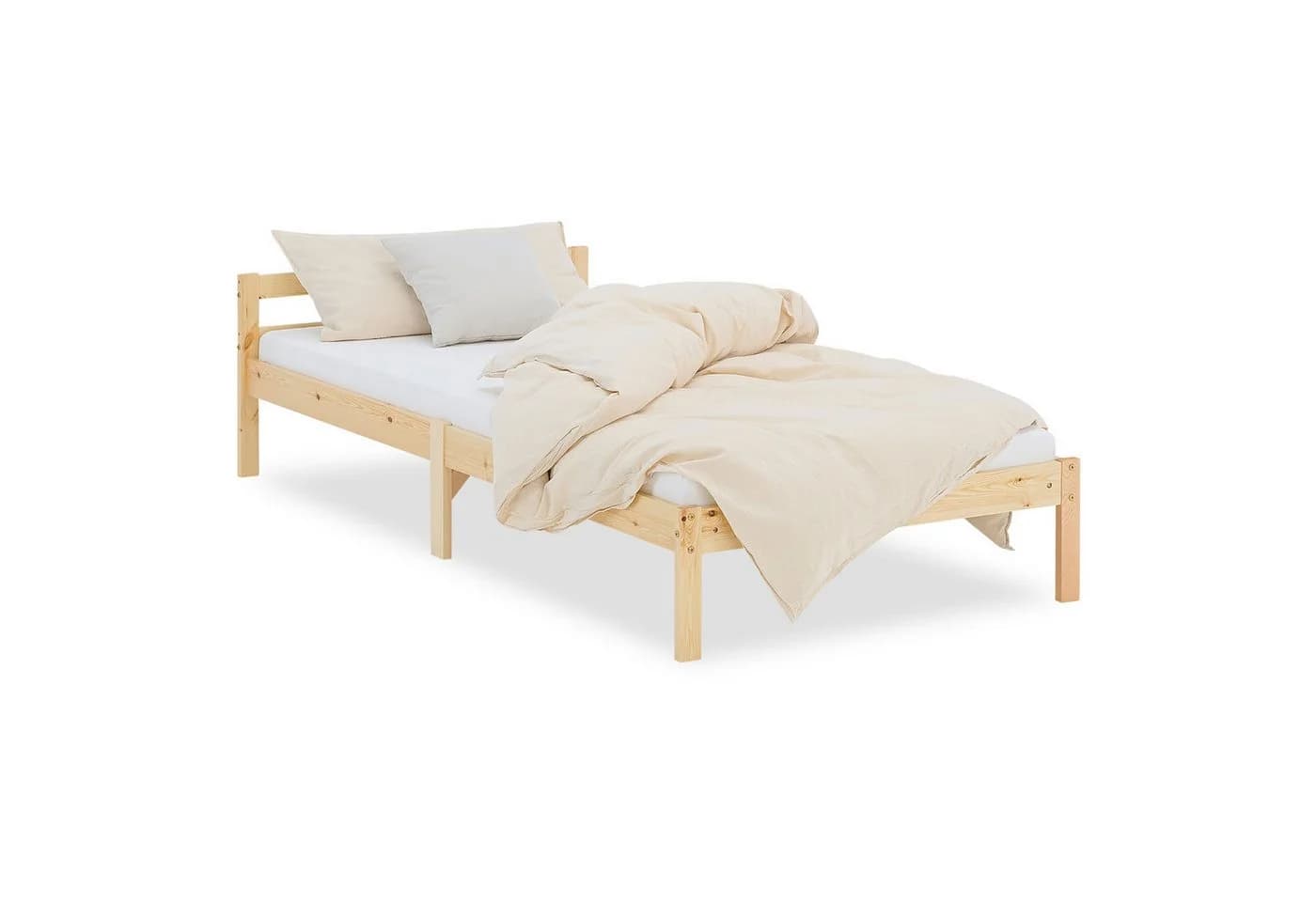 Homestyle4u Palettenbett 90x200 Kiefer Natur mit Lattenrost - Bild 2