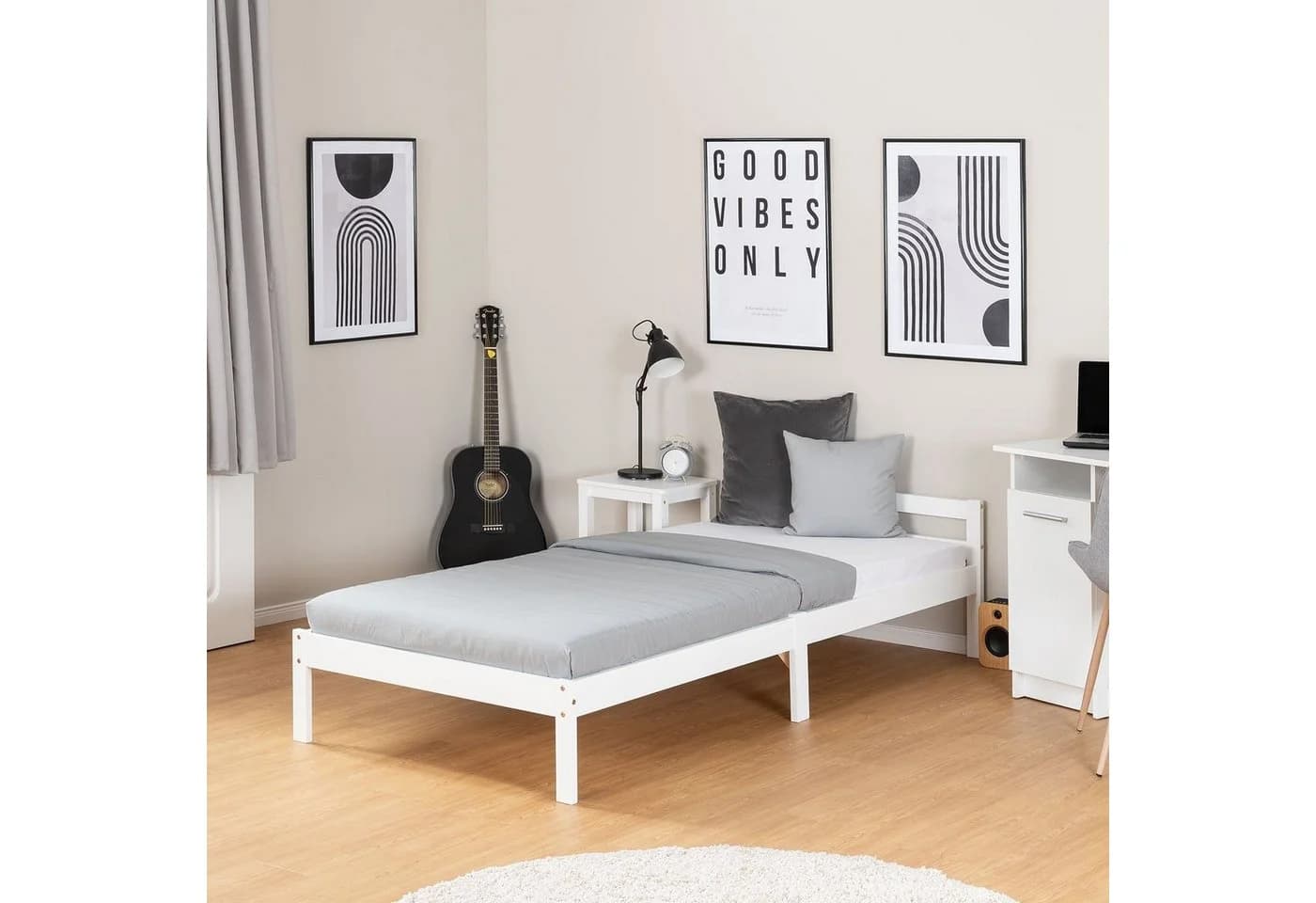 Homestyle4u Palettenbett Kiefer Natur Lattenrost Set