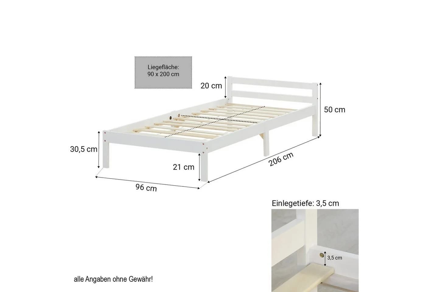 Homestyle4u Palettenbett Kiefer Natur Lattenrost Set - Bild 4