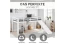Homestyle4u Hochbett 90x200 Kinderbett Rausfallschutz Weiß Kiefer Bild 1