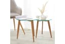 Homestyle4u Beistelltisch Set 2-tlg. Glas Rund Metallgestell Holzoptik Bild 1