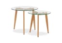 Homestyle4u Beistelltisch Set 2-tlg. Glas Rund Metallgestell Holzoptik Bild 2