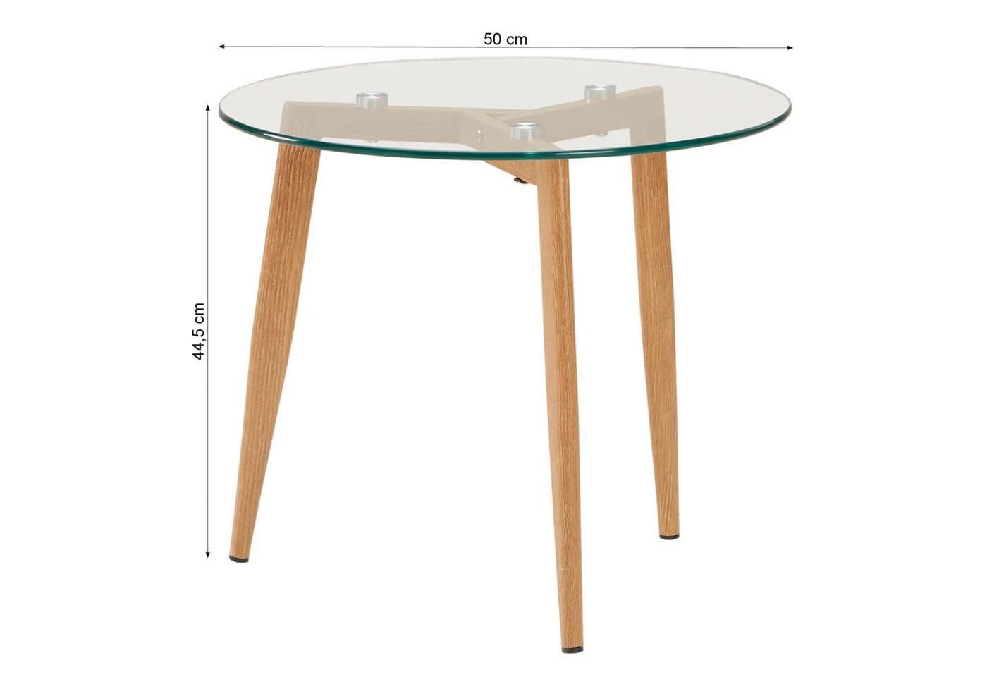 Homestyle4u Beistelltisch Set 2-tlg. Glas Rund Metallgestell Holzoptik - Bild 3