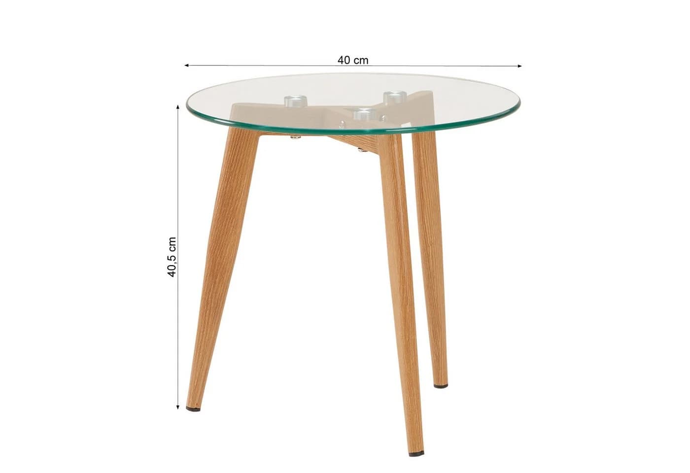Homestyle4u Beistelltisch Set 2-tlg. Glas Rund Metallgestell Holzoptik - Bild 4