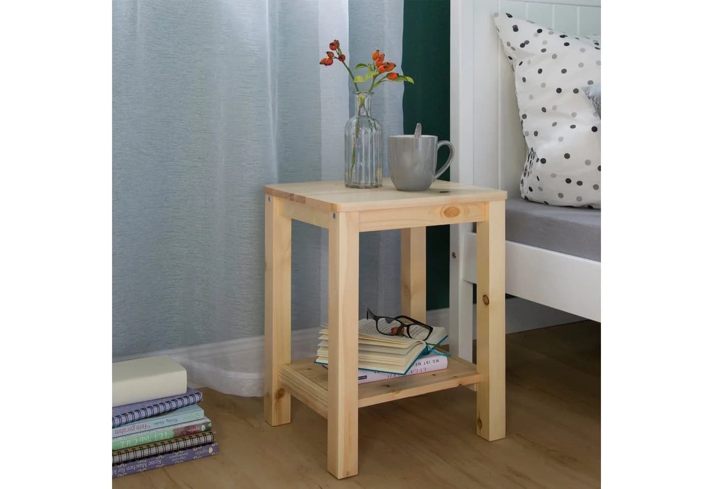 Homestyle4u Nachttisch Kiefernholz Natur