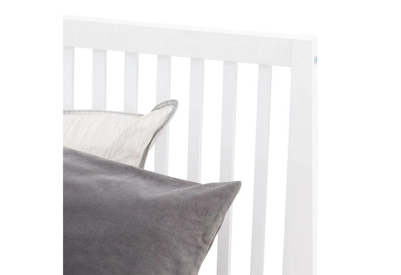Homestyle4u Holzbett 140x200 Weiß mit Kopfteil und Lattenrost - Bild 5
