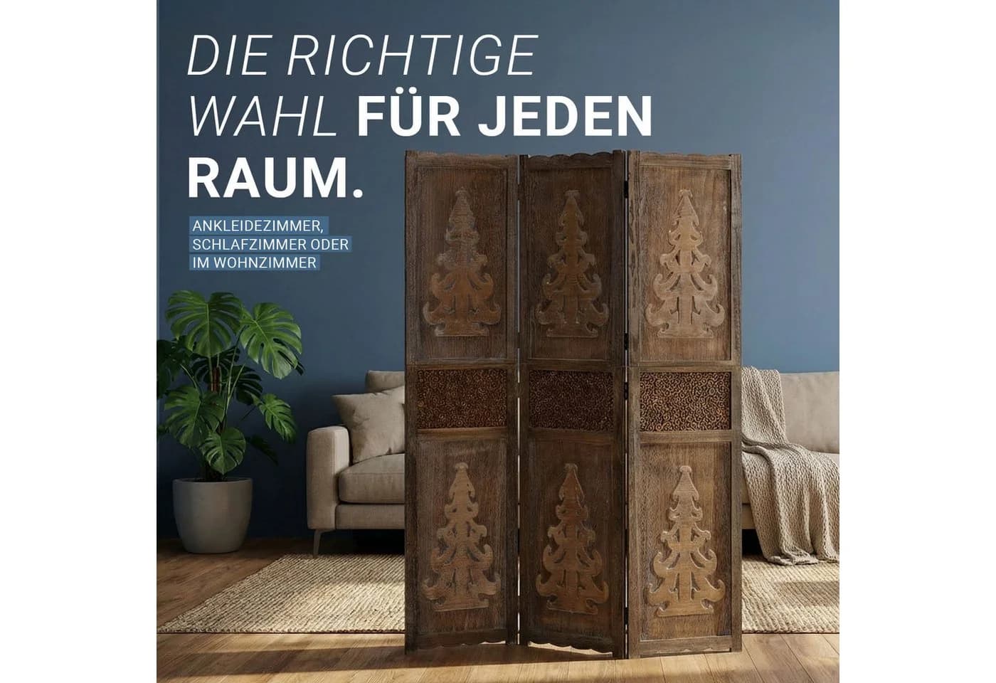 Homestyle4u Paravent Raumteiler Holz Braun Baum-Motiv - Bild 4