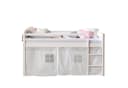 Homestyle4u Hochbett 90x200 cm Weiß mit Vorhang Sterne Grau Bild 4