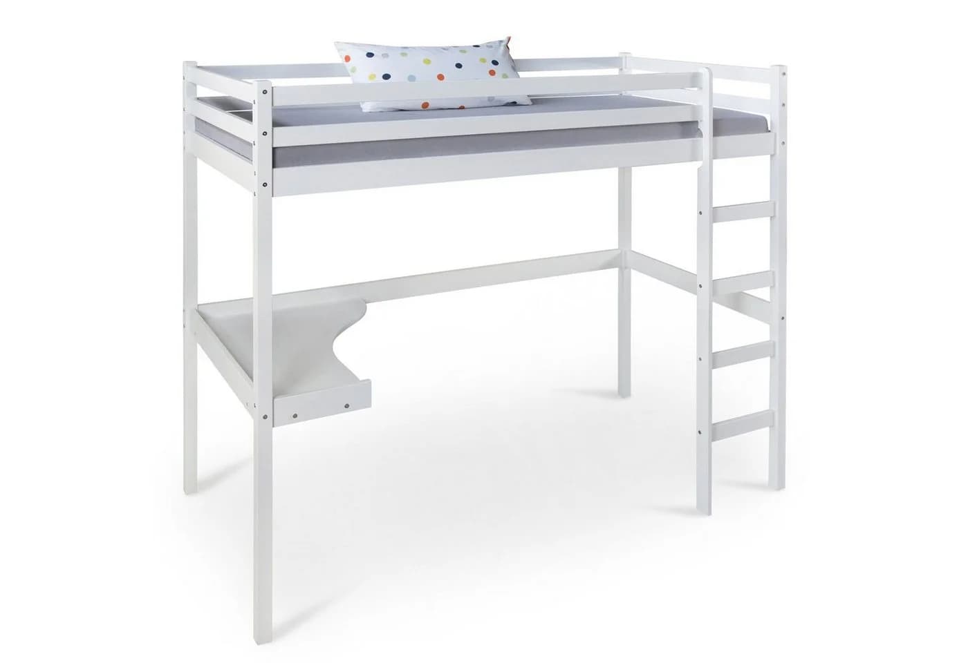 Homestyle4u Hochbett 90x200 Kinderbett Weiß mit Schreibtisch und Leiter - Bild 3