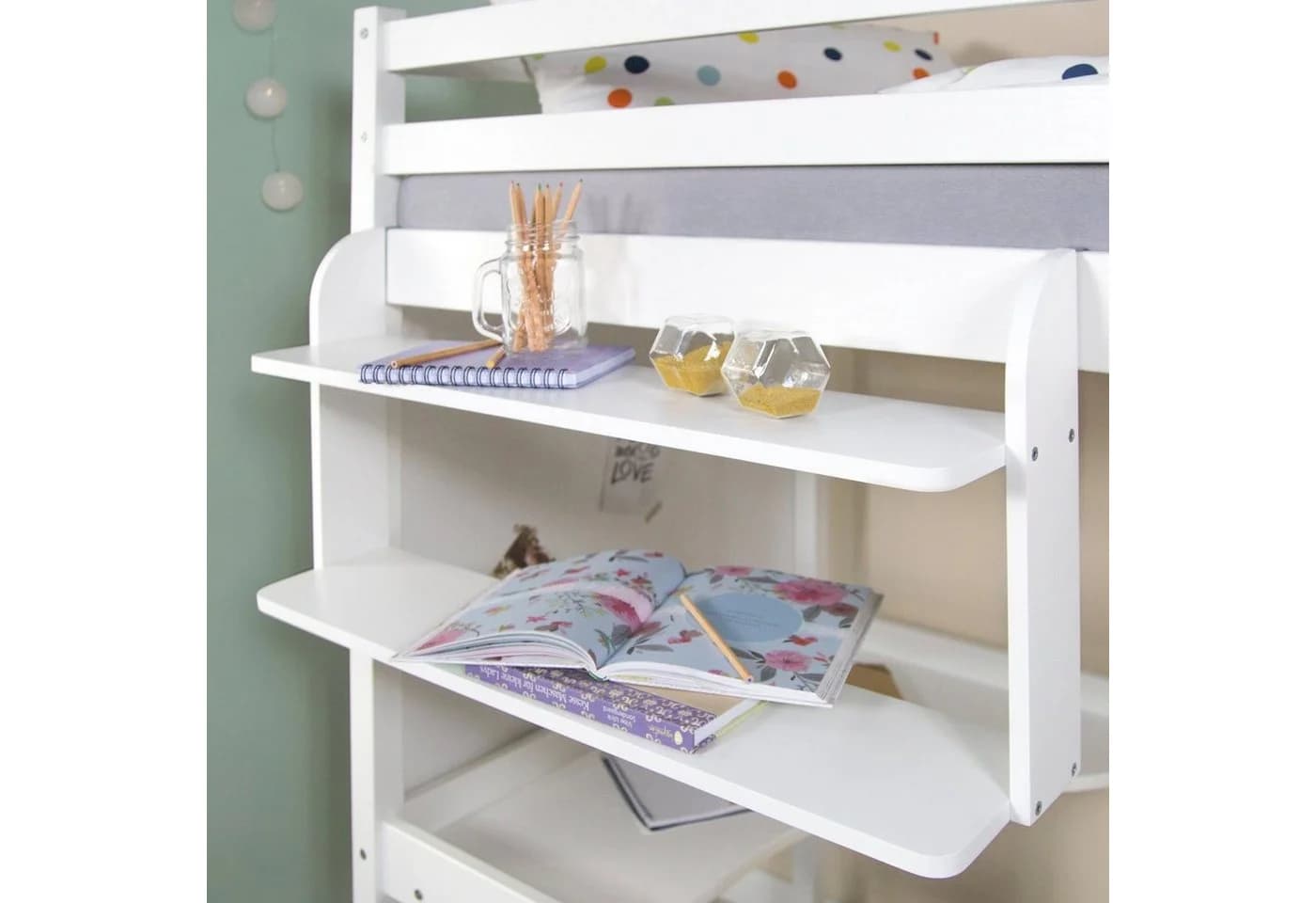 Homestyle4u Hochbett Einhängeregal Weiß - Bild 2