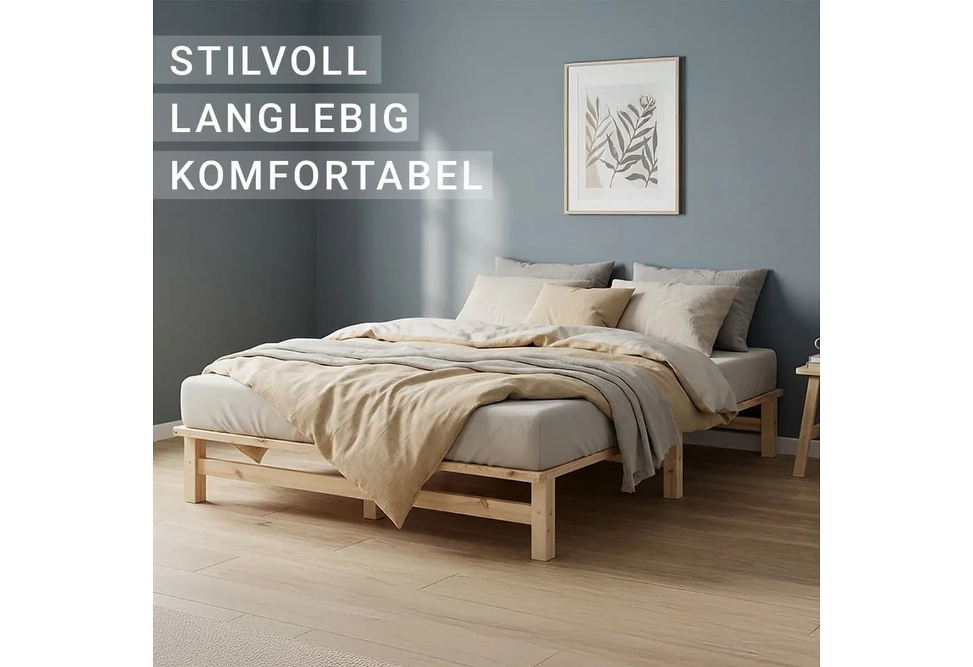 Homestyle4u Palettenbett Kiefernholz bodennah mit Lattenrost - Bild 4
