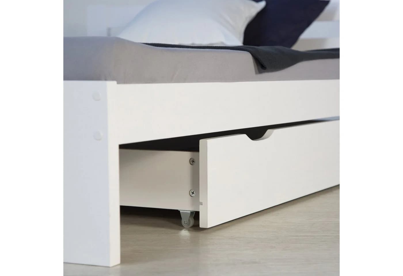Homestyle4u Holzbett Weiß mit Bettkasten und Lattenrost - Bild 5