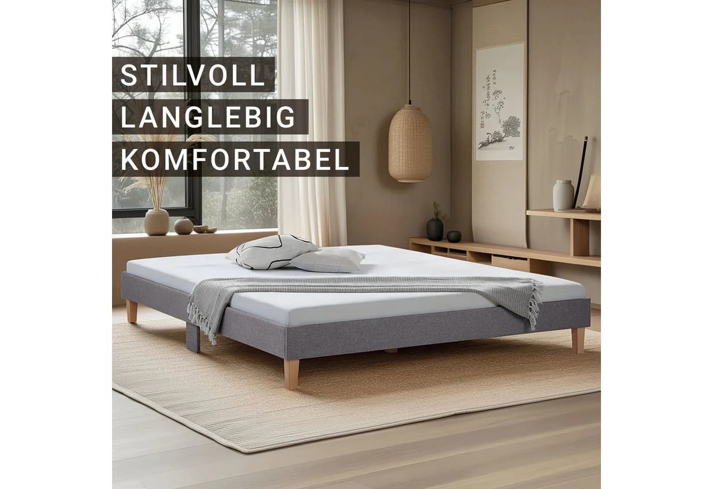 Homestyle4u Polsterbett Grau Futon-Design mit Lattenrost