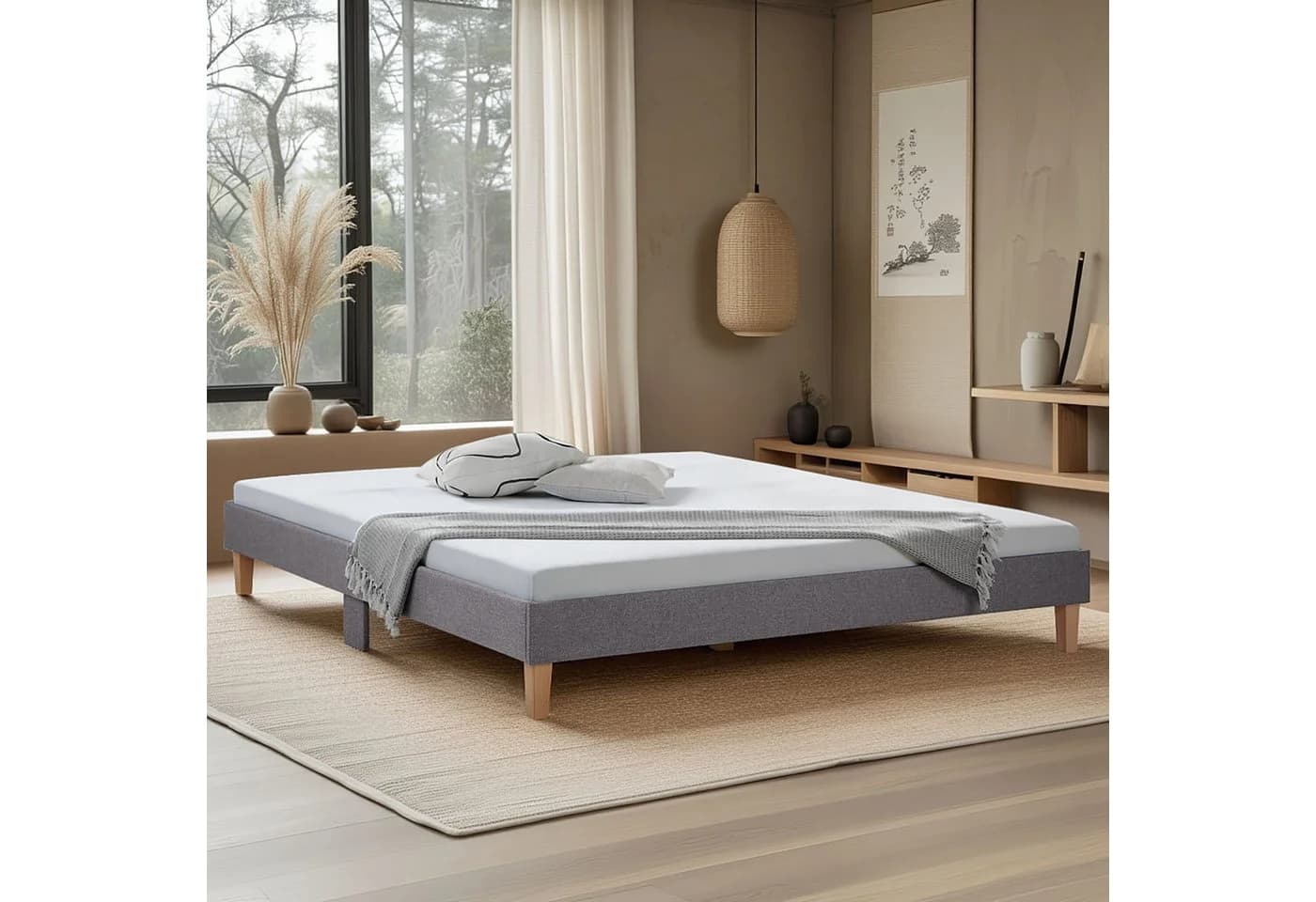 Homestyle4u Polsterbett Grau Futon-Design mit Lattenrost - Bild 2