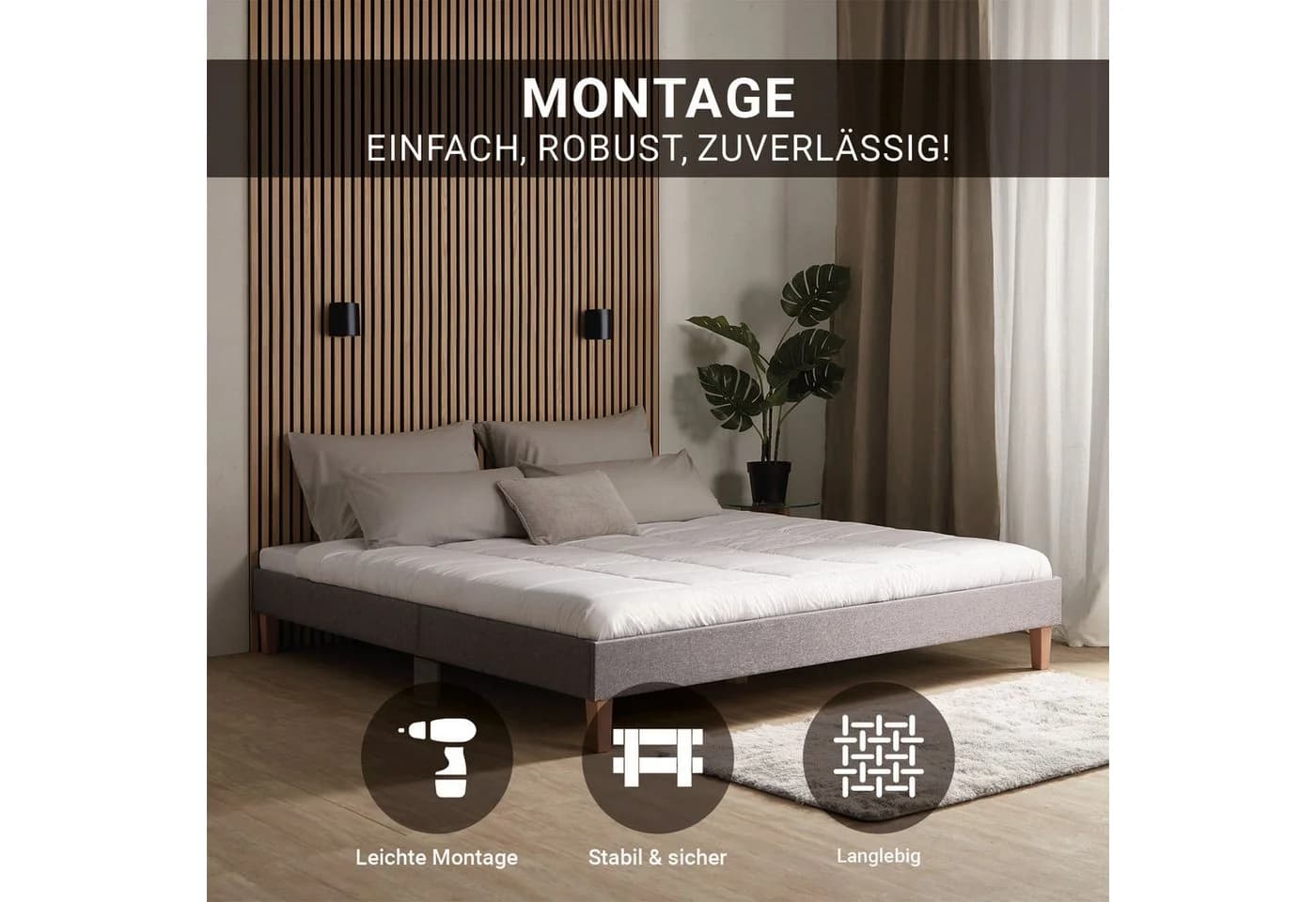 Homestyle4u Polsterbett Grau Futon-Design mit Lattenrost - Bild 4