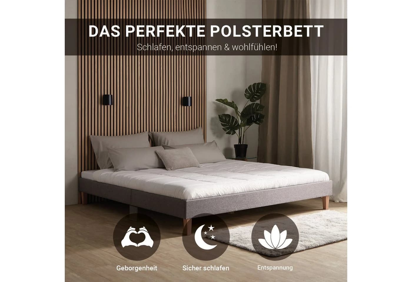 Homestyle4u Polsterbett Grau Futon-Design mit Lattenrost - Bild 5