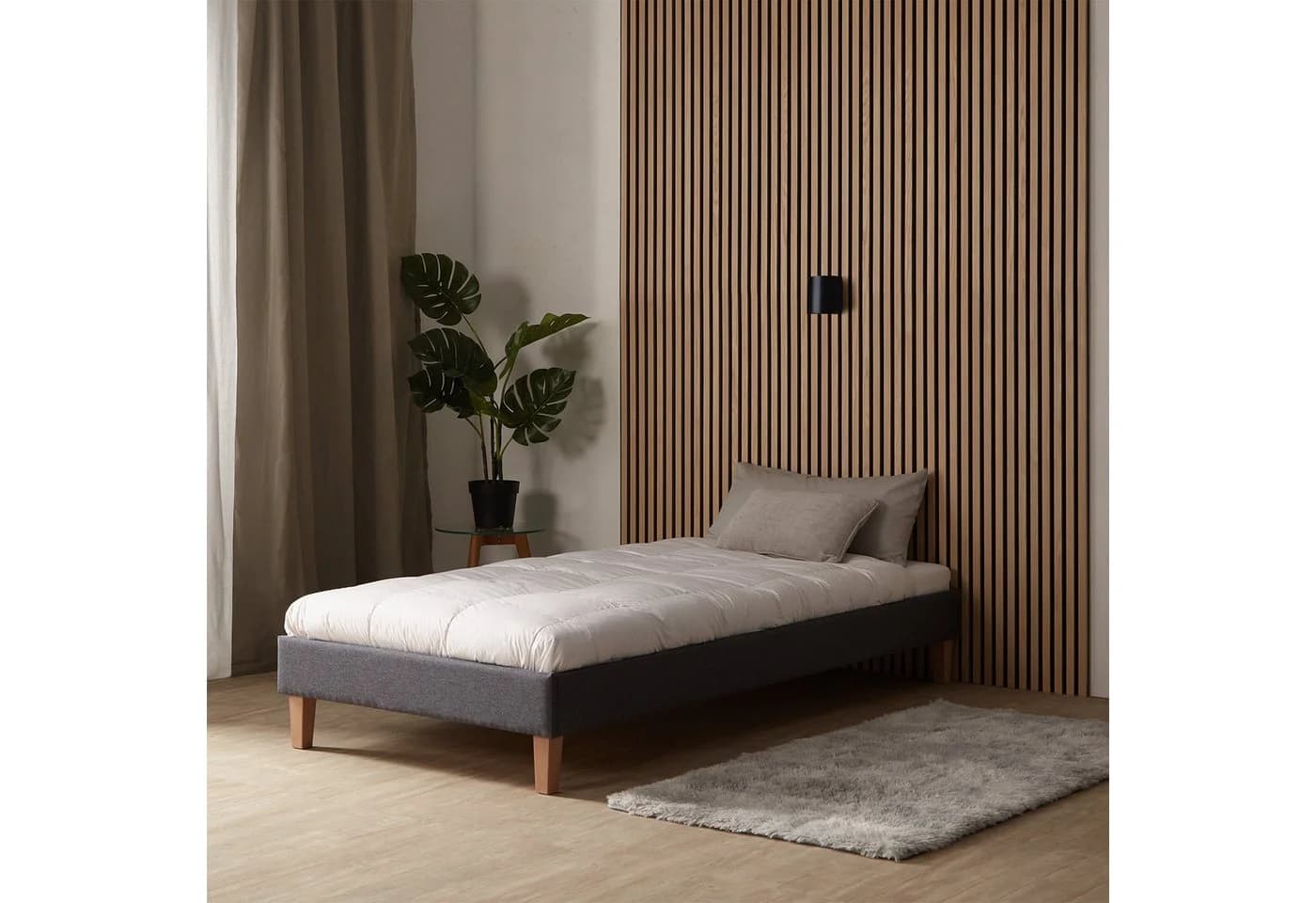 Homestyle4u Polsterbett Grau Futon-Stil ohne Kopfteil mit Lattenrost - Bild 2