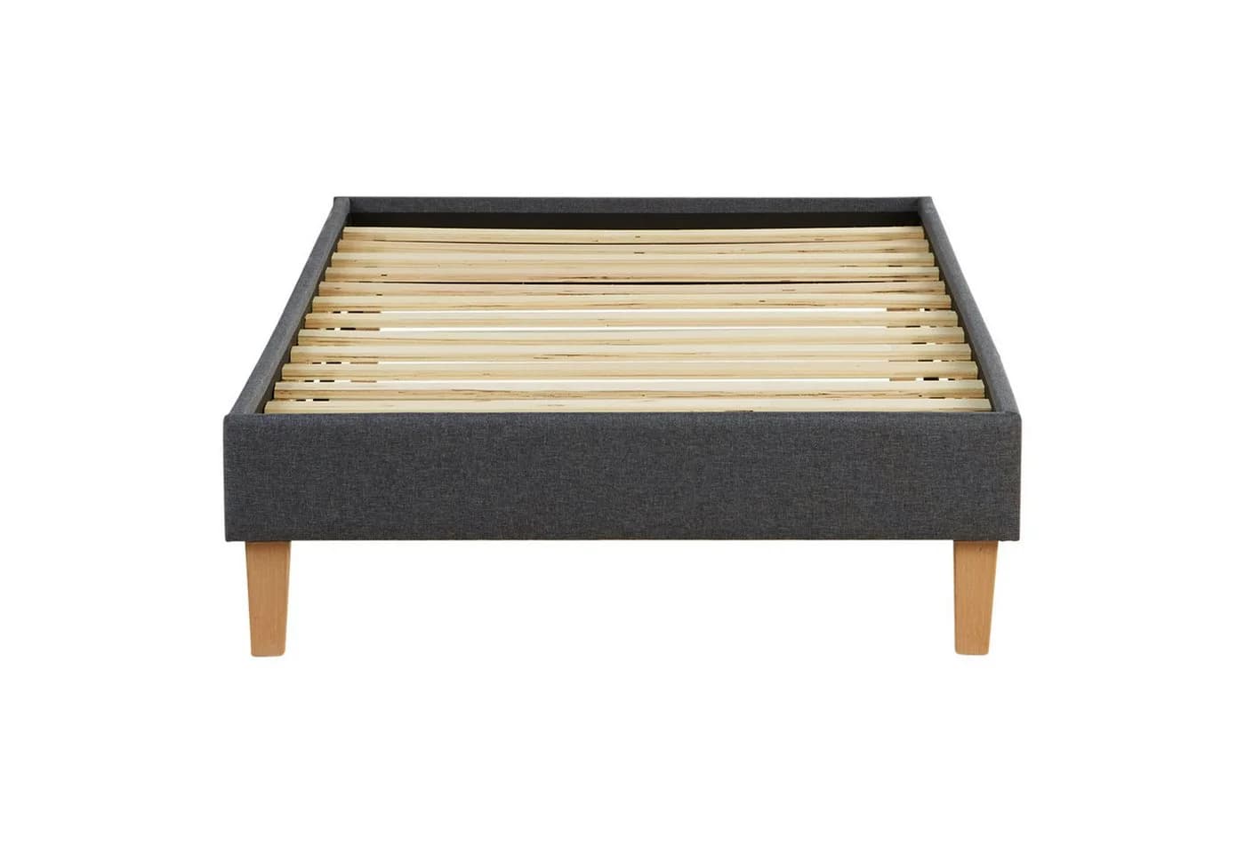 Homestyle4u Polsterbett Grau Futon-Stil ohne Kopfteil mit Lattenrost - Bild 4