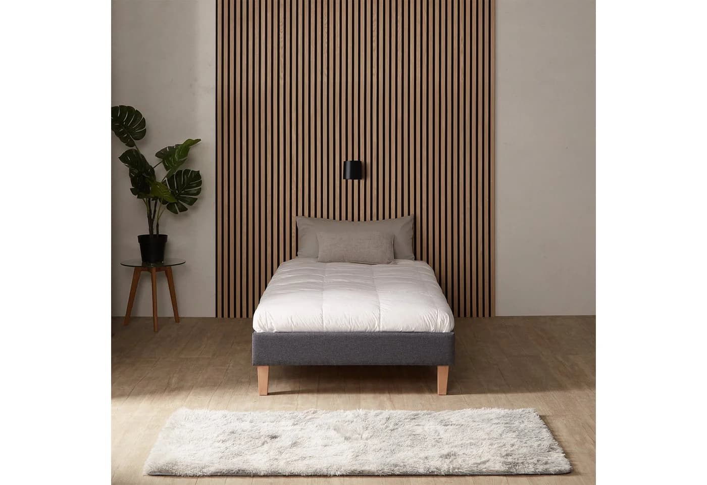 Homestyle4u Polsterbett Grau Futon-Stil ohne Kopfteil mit Lattenrost - Bild 5
