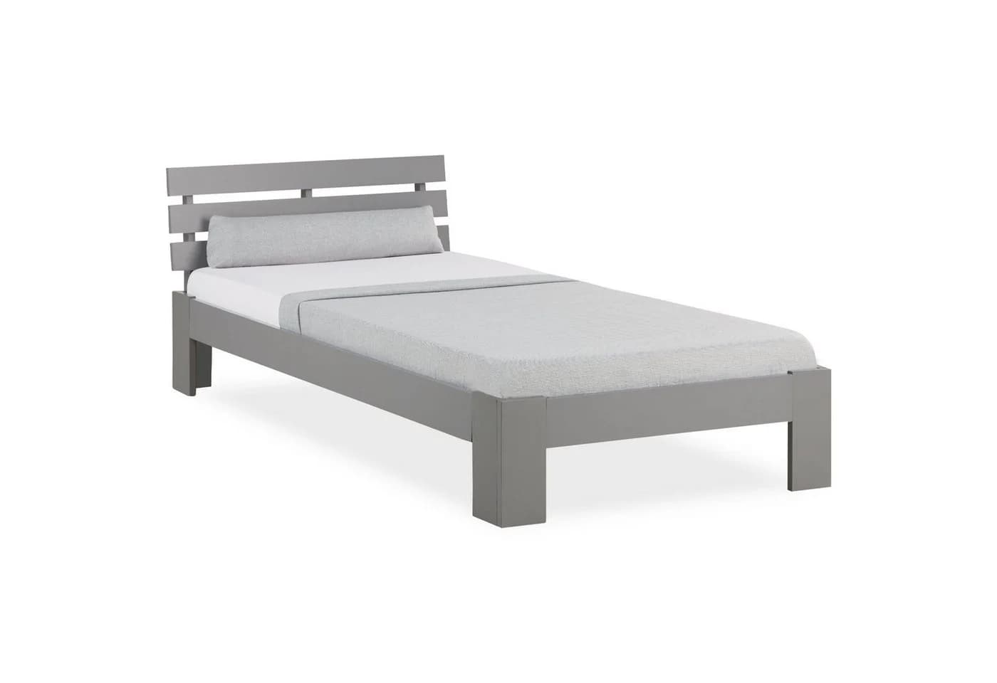 Homestyle4u Massivholzbett Grau mit Lattenrost Modern - Bild 2