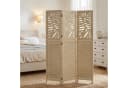 Homestyle4u Paravent Raumteiler Holz Beige Blattmuster 3-teilig Bild 2